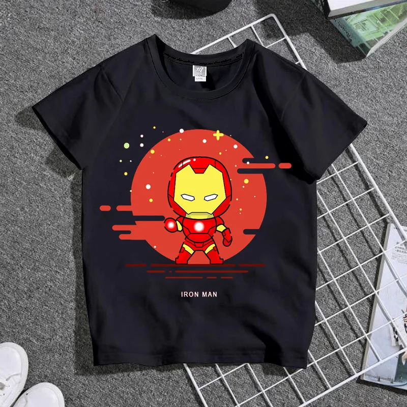 Cute Cartoon Characters Cotton Material Super American Heros T Shirts Girls Boys Kids Children T-shirt Short Sleeve