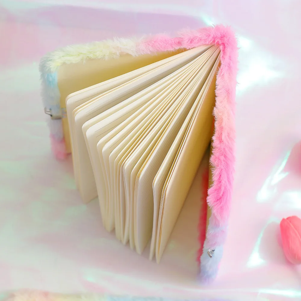 2024 Hot Selling Cute Plush Cover A5 Diary Notebooks Wholesale Custom Girls Cartoon Soft Plush Notebook