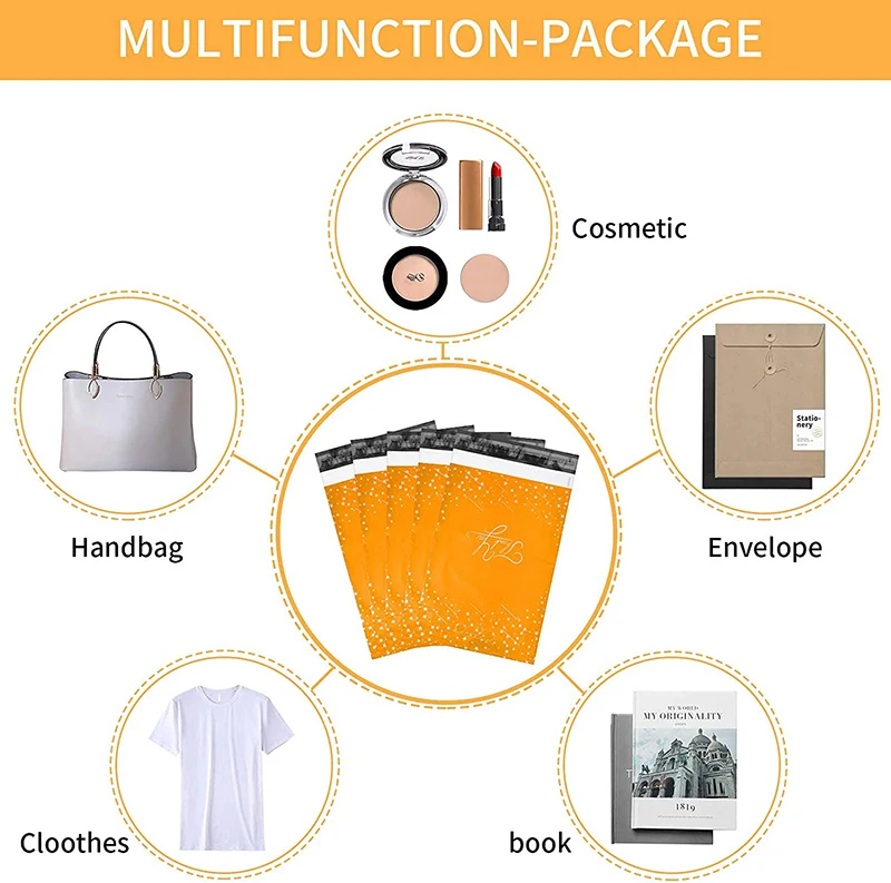 Wholesale Thank You Poster Mailing Bags Biodegradable Plastic Yellow Clothes Packaging Die Cut Handle Bag