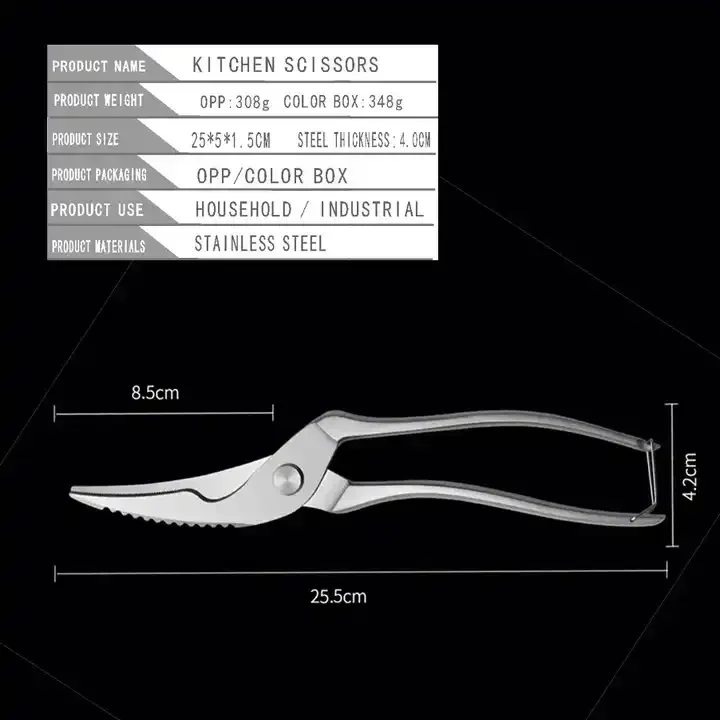 Ultra Sharp Utility Scissors, Stainless Steel Scissors Poultry Shears for Bone, Chicken, Meat, Fish, Turkey,Vegetables