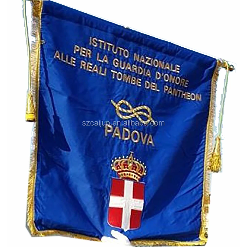 2022 hot sell heavy duty customized  logo printed pennant flag with gold fringe