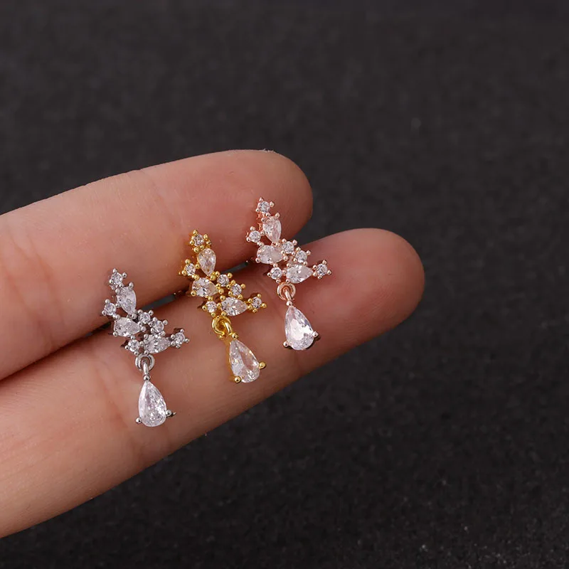  POENNIS Mixed color7 Silver Rose Gold Curved Stainless Steel Bar Ear Piercing Jewelry Flower Crown Tragus Daith