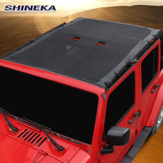 Soft Luxury Leather Sunshade Top Full Length Cover For Jeep Wrangler JK JKU 4 Doors 07-18