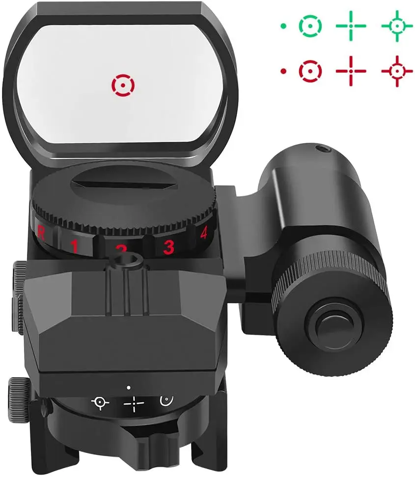 G- Luck Reflex Sight 4 Reticle Red & Green Dot Sight Optics With Integrated Red Laser Sight