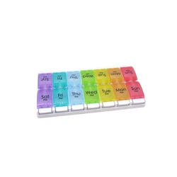 Made in China 14-compartment Portable Pill Box Square Color Travel 14 Grid Pill Box Accept Customized Logo 22.7x11.7x2.8 Yosiqin