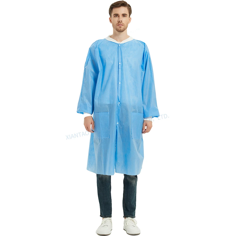SANDA Nonwoven Ppe Gowns Unisex Clothes Disposable Lab Coat Hospital Cleanroom Chemistry Laboratory Waterproof Adult GB CE High