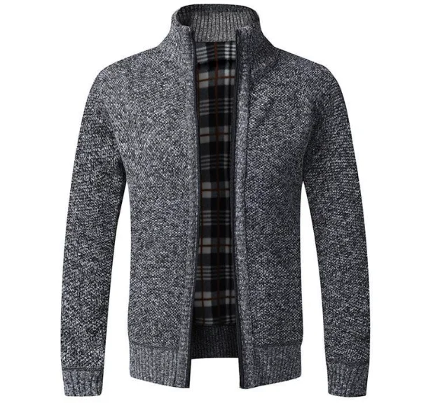 Liu Ming Cheap Wholesale Autumn Winter 2024 Trending Men Clothing Casual Stand Collar Jacket Coats Knitted Cardigan Sweater