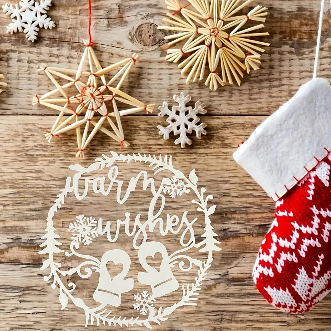 Modern White Metal Wall Art Decor Christmas Living Room Hanging Wall Sticker Movable Plant Pattern Home Decoration or Gift