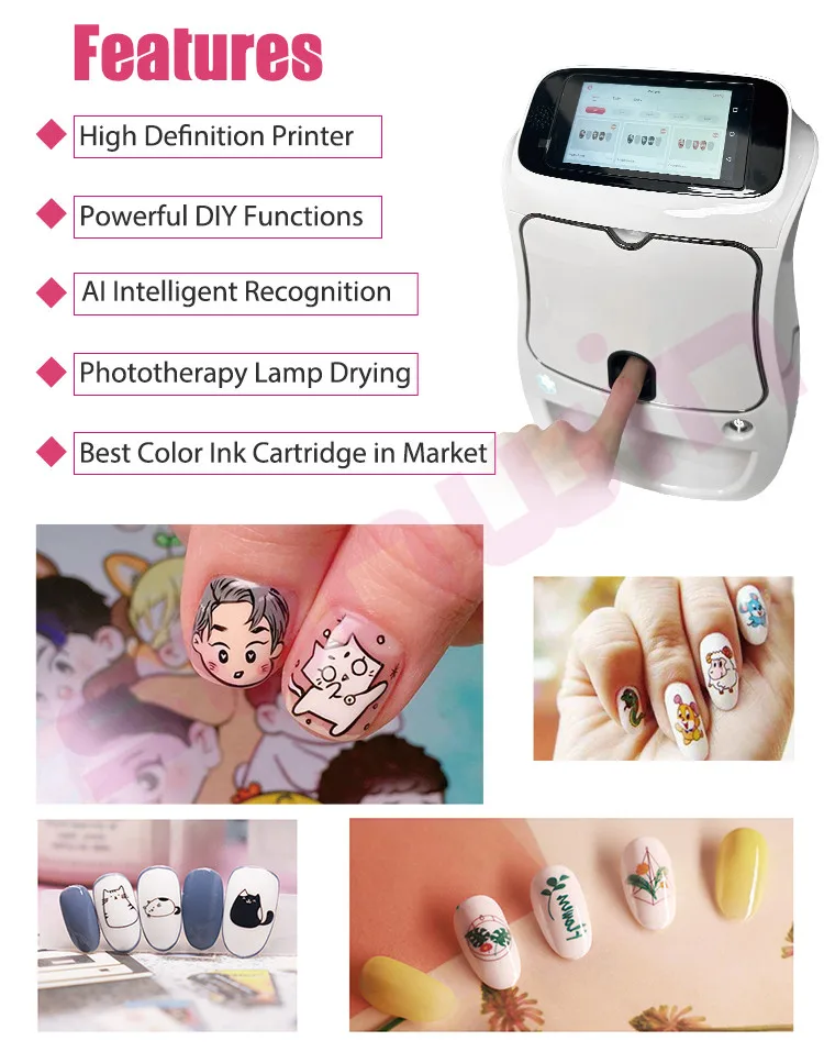 Buy 1 Machine Get 12 Bottles Photos Color Print Nails Gel Art Polish Nail Printing Machine Nail Printer Diy Digital Salon