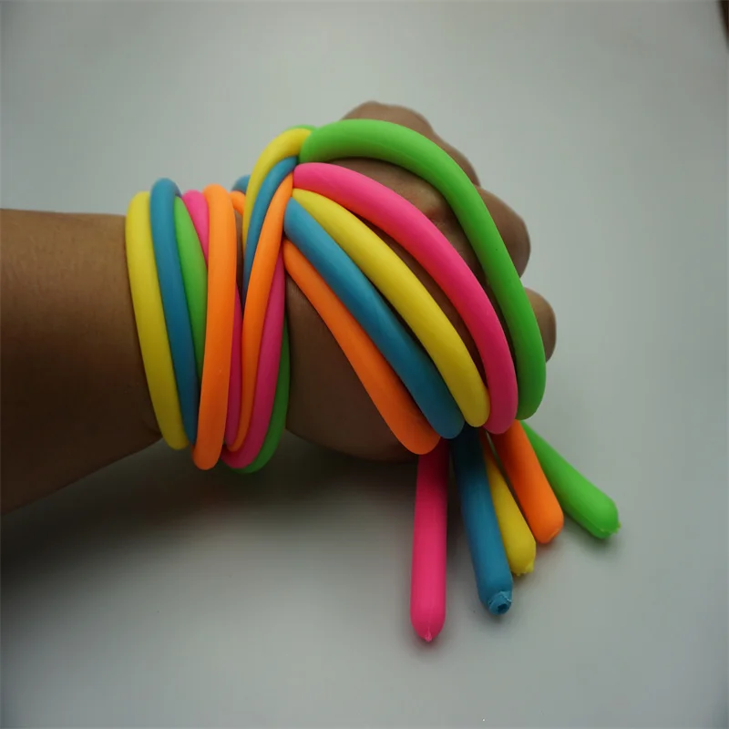 TPR  5-Pack of Squeeze Simulation Toys Kitchen Toys Set Stretchy String Sensory Play Fuzzy Worm Noodles fun Elastic noodles