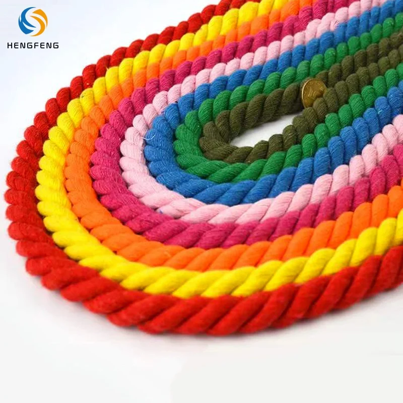 Multi Colored  twisted cord 8mm 10mm 12mm Macrame Braided Cords cotton Cord twisted macrame