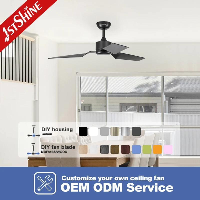 1stshine Ceiling Fan Industrial 52 Inches Black Abs Blades Dc Motor Remote Control Ceiling Fan