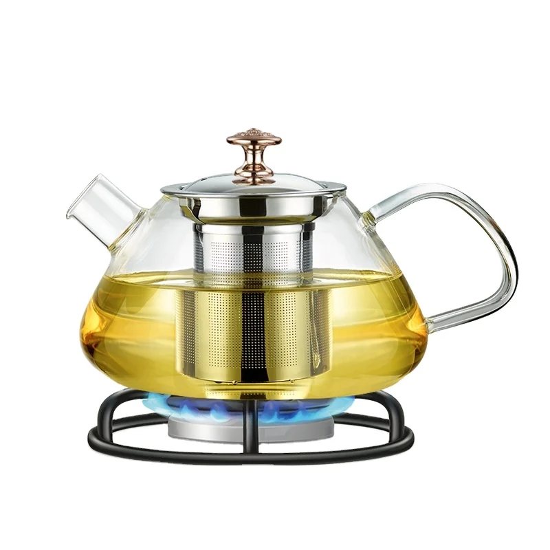 Стеклянный чайник Pyrex с широким горлом и крышкой из розового золота, 450 мл, 700 мл, 1000 мл