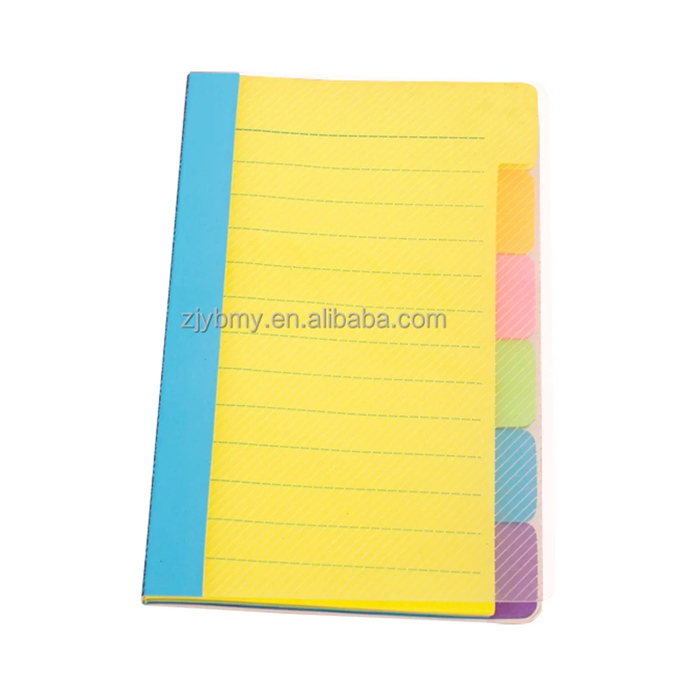 Wholesale Hot Sell PP Cover Divider Tabbed Self-Stick Lined Note Pad Muti Color Notepad With Flags Page