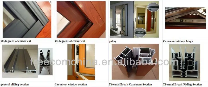 Aluminum extrusion Profile for Windows and Doors  mill finished anodize powder coating wooden grain