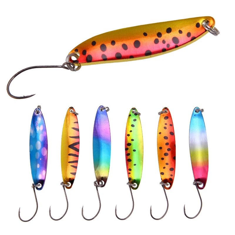 Newbility 4.5cm 5g Colorful Metal Willow Leaf Bait Copper artificial metal Spoon Fishing Lure with single hook pesca