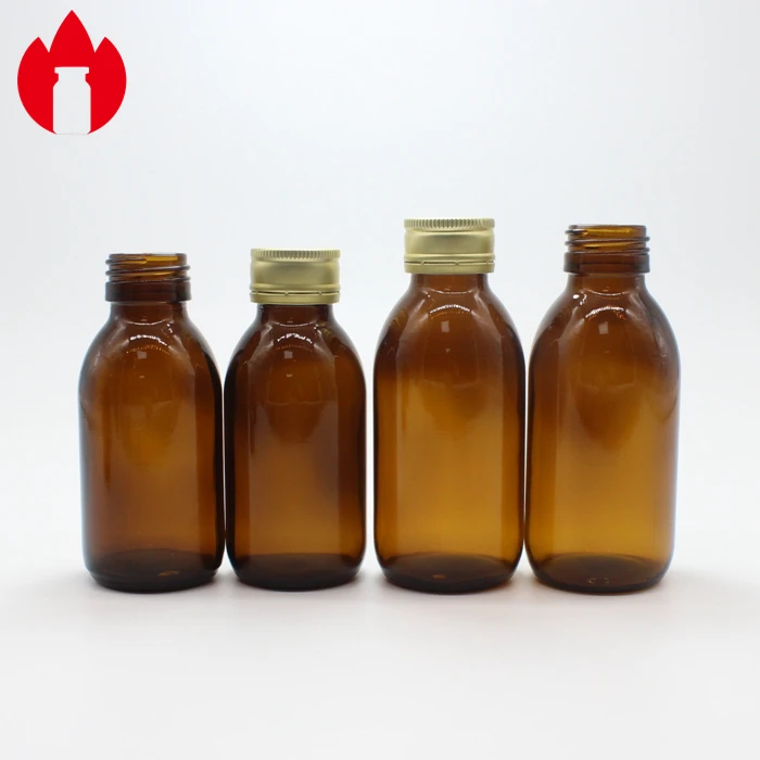 30ml 60ml 120ml 150ml 200ml 250ml 300ml Syrup Bottle Moulded Amber Glass Bottle For Liquid With Plastic Screw Cap