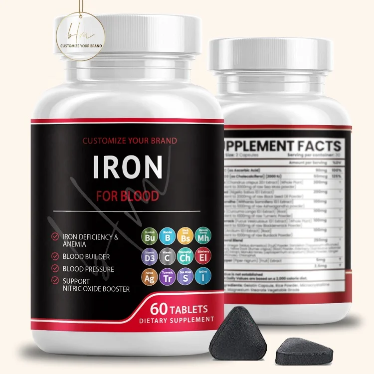 Private Label Red Blood Cell Iron Support Slow Release Ferrous Sulfate Tablets Iron Dietary Supplement