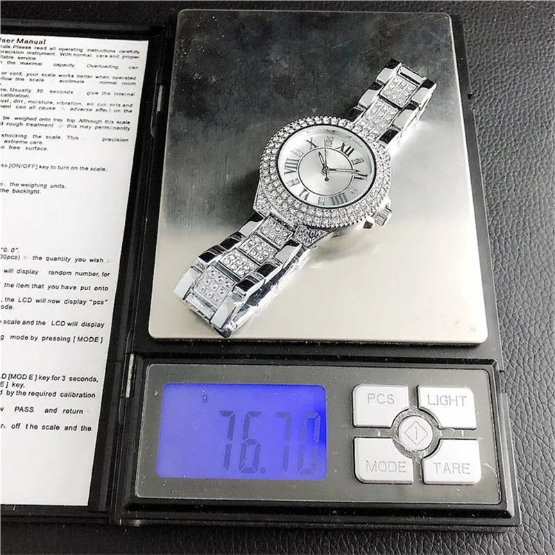 Luxury Iced Out Watch Gold Diamond Watch for Men Quartz Waterproof Wristwatch Luxury Wrist Quartz Watch for Men