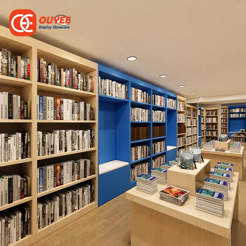 Книжный магазин 3D дизайн услуги деревянный шкаф книжные стенды полки стеллажи для хранения библиотеки магазина