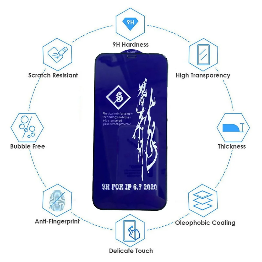 For iPhone 13 Pro Max 9H Anti-scratch 0.33mm Full-glue Screen Protector Rinbo Tempered Glass