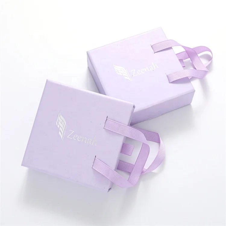 Trending new Purple Bow Ribbon Printed Paper Jewelry Packaging Boxes