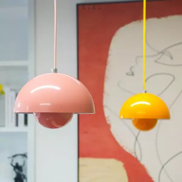 New Arrival Italian Mushroom Shape Hanging Light Macaron Color Danish Design Flower Bud Pendant Light for Home Bar Room Decor