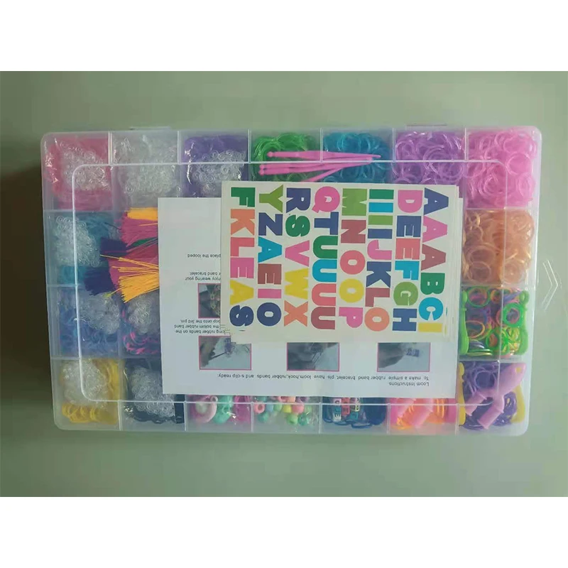 
High elasticity 10000pcs plastic box package colorful loom bands set , loom bands for kids,loom rubber bands 