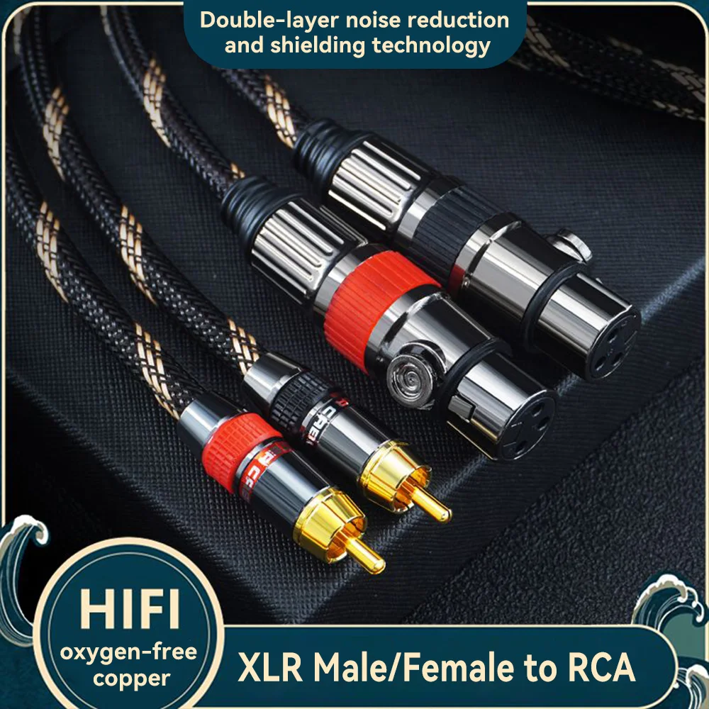 Xlr Female/male To 2Rca Male Gold Plated 24k Braided Hifi Audio Cable For Amplifier Microphone Speaker Mixing Console Stereo Set