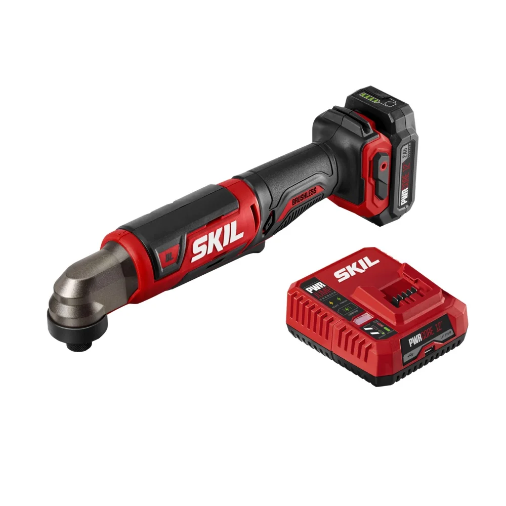 SKIL PWR CORE 12 Brushless 12V 1/4 Inch Hex Right Angle Impact Driver Includes 2.0Ah Lithium Battery and Standard Charger 5745
