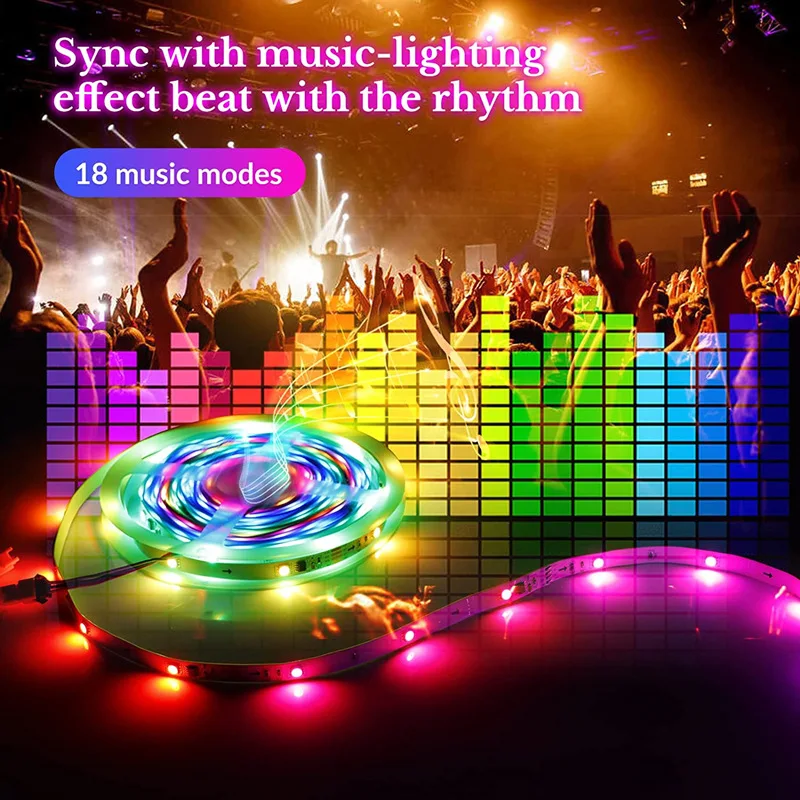 Smart RGB LED Strip Light Wireless  Remote Control Flexible Neon Flex Rope for Night Time Home Decor