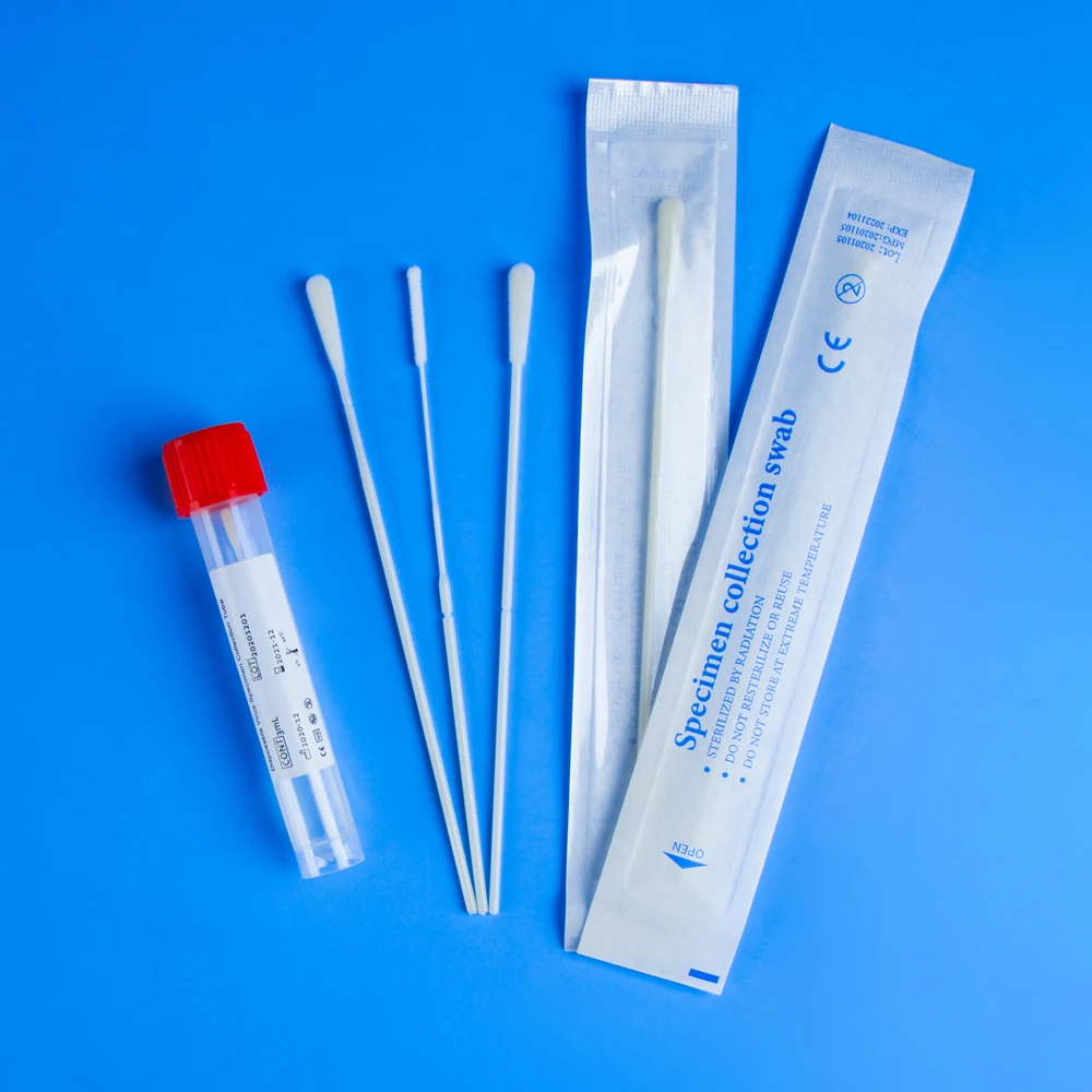 2/3/5ml VTM Kit 3/4.8/8cm Breakpoint ABS+Nylon Swab&Conical Bottom Red cover Tube Viral Transport Medium Kit