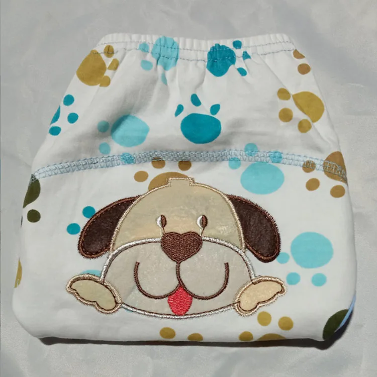 Factory Price Cute animal embroidered elastic baby diaper pants new born baby soft cotton panty diaper