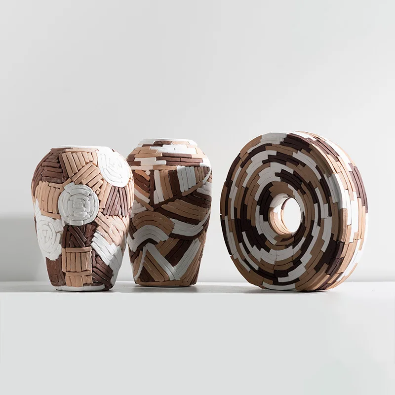 Approaching Nature Series Modern Vintage Handmade Ceramic Vase Art Decor Ornament Sets for Home and Hotel Decor