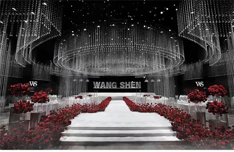 Acrylic Hanging Crystal Transparent Glass Bead Ball Chain Ceiling String Curtains for Wedding Home Doorway Decoration