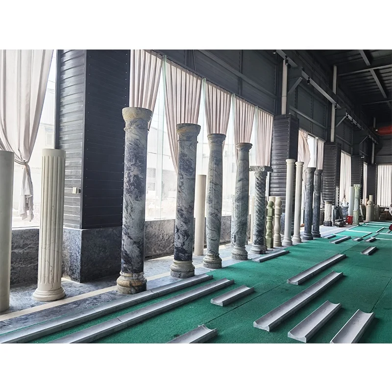 Out Door Indoor Decorative Building Pillar Natural Stone Greek Column White Marble Roman Columns For House