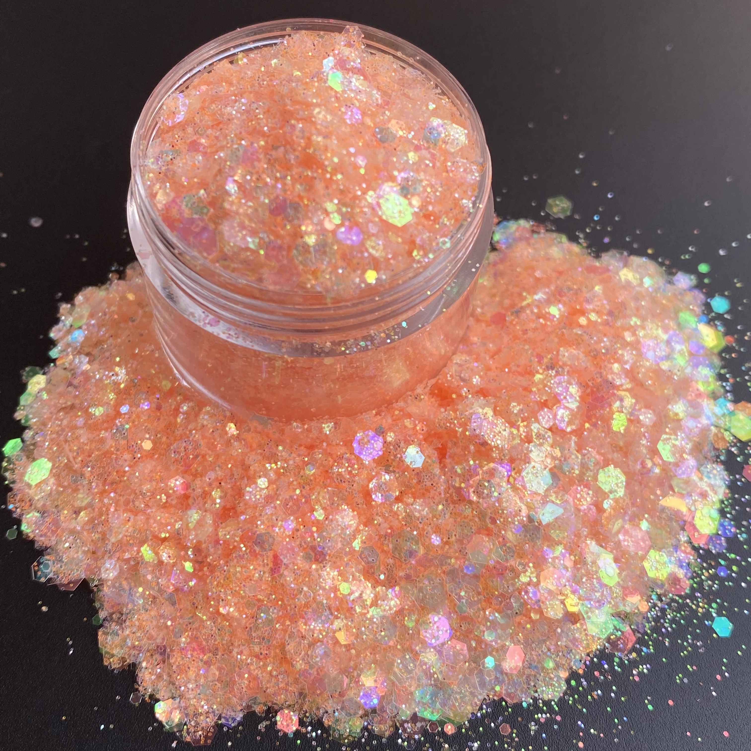 Free Sample Colors Iridescent Hexagon Fine Glitter Chunky Mix Neon Body Glitter Powder