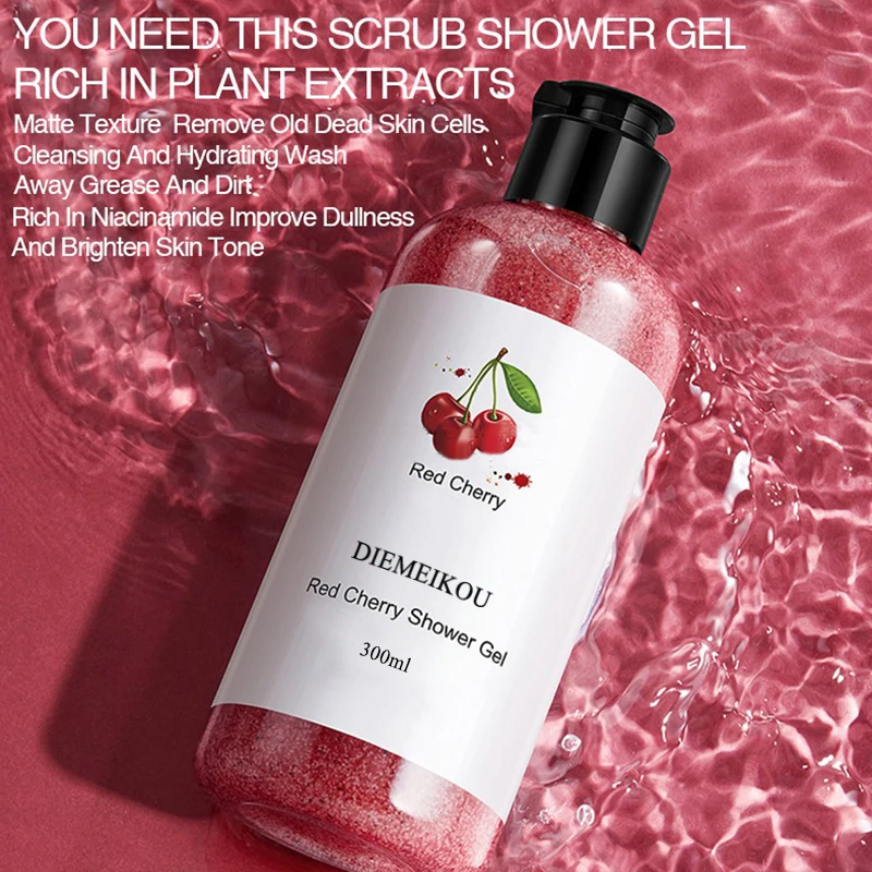 Private Label Natural Organic Body Wash Scrub Fruit Flavor Lightening Whitening Perfume Shower Gel Bath Gift Set For Women