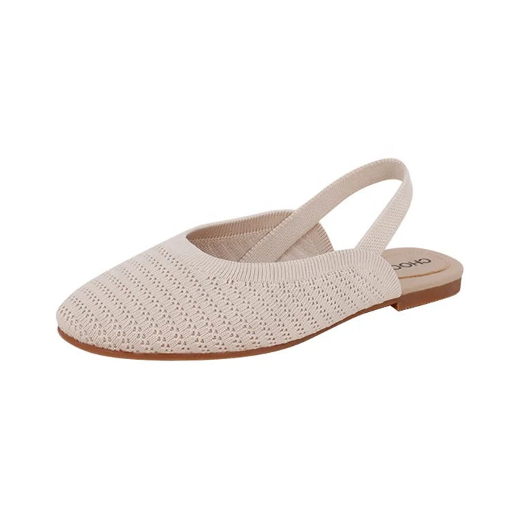Choozii Fashion High-end Knit Fabric Upper Sling Back Women Flat Sandals