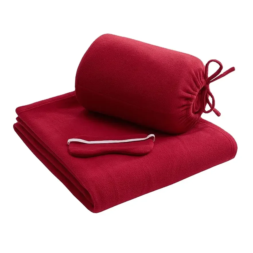 High Quality 100% Polyester Anti-pilling Polar Fleece Airline Blanket For Gift