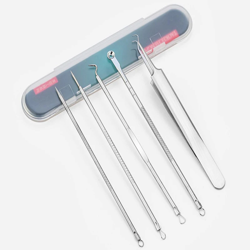 5 PCS Blackhead Remover Comedones Extractor Acne Removal Kit for Blemish Whitehead Popping Zit Removing for Nose Face Tools