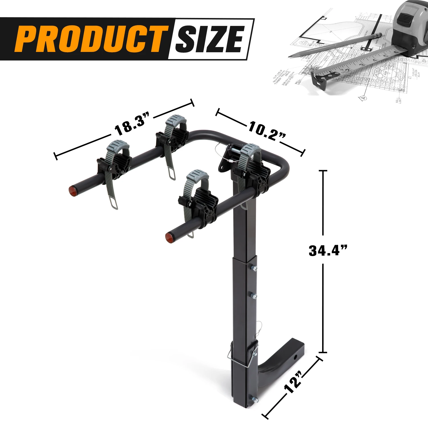 SAN HIMA Iron Truck Car Foldable Hitch 2 Bike Carrier Bicycle Rack fit 2'