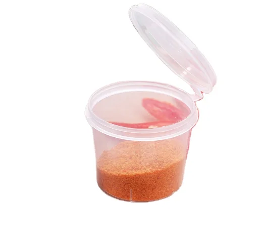 Free sample Hot Sales factory price clear  plastic PP sauce cup with hinged lid in 1 oz  and 1.5 oz  For Restaurant