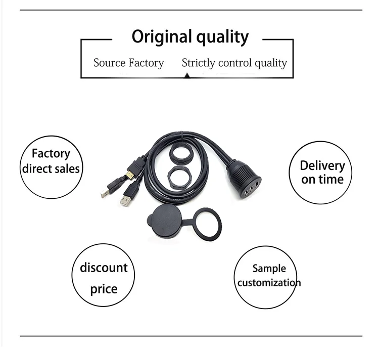 3 ports full HD  streaming data cable USB2.0 and HD MI 19p car laptop phone etc 3 in 1