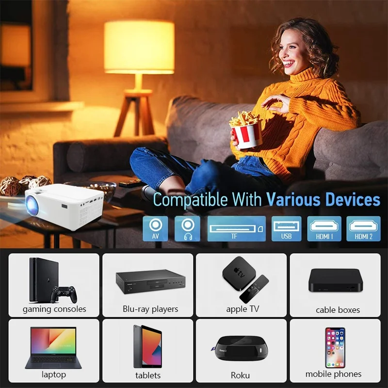 China OEM ODM Smart Mini Multimedia Projector LCD Portable Projector WiFi Android Projector With Auto Correction