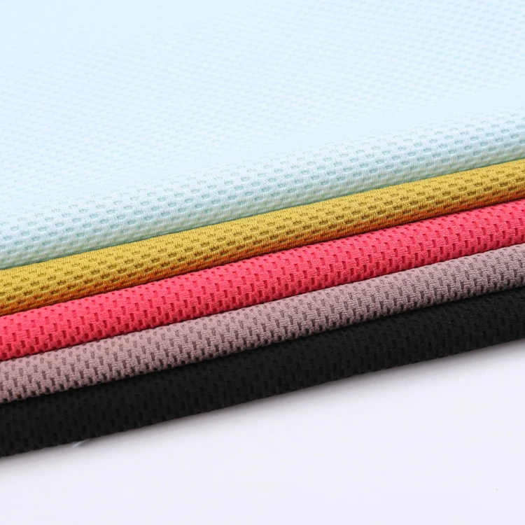 knitted 100% polyester fabric with spandex mesh checks cloth for garments