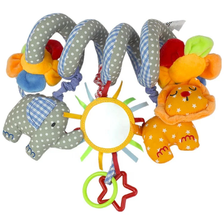 
S014B Blue lion Musical Activity Spiral Stuffed plush Animal Baby Car toy 