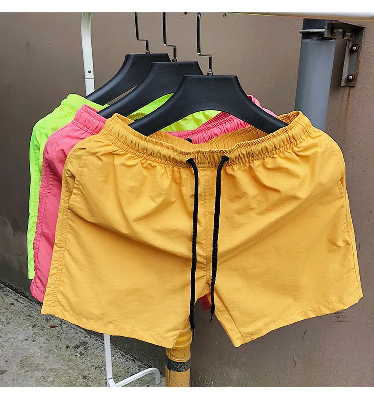Men Beach Shorts Casual Half Shorts Fashion Solid Color Loose Waterproof Surfing Men Swim Shorts