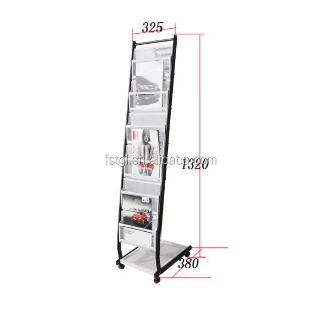 Powder Coating Finish Metal Wire Magazine Rack Display Stand Book Shelf