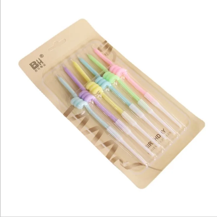 Ins curved spiral party candles like thumb-shaped color baked cakes decorated with birthday candles